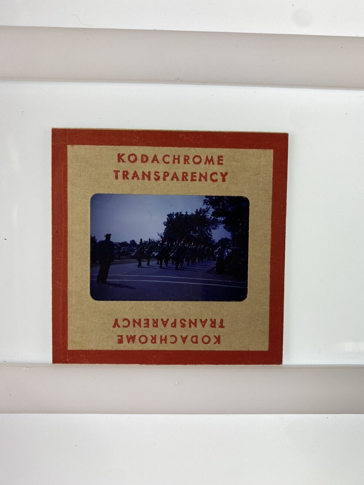 Vintage Kodachrome Transparency Original 35 mm Photo Marching Band Parade Group
