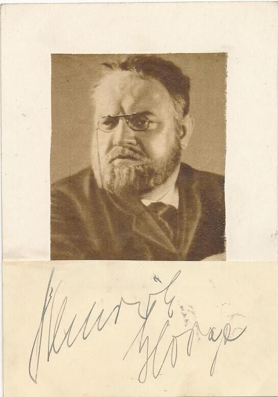 Heinrich George- Signed Card affixed to Page with Affixed Cut Photograph