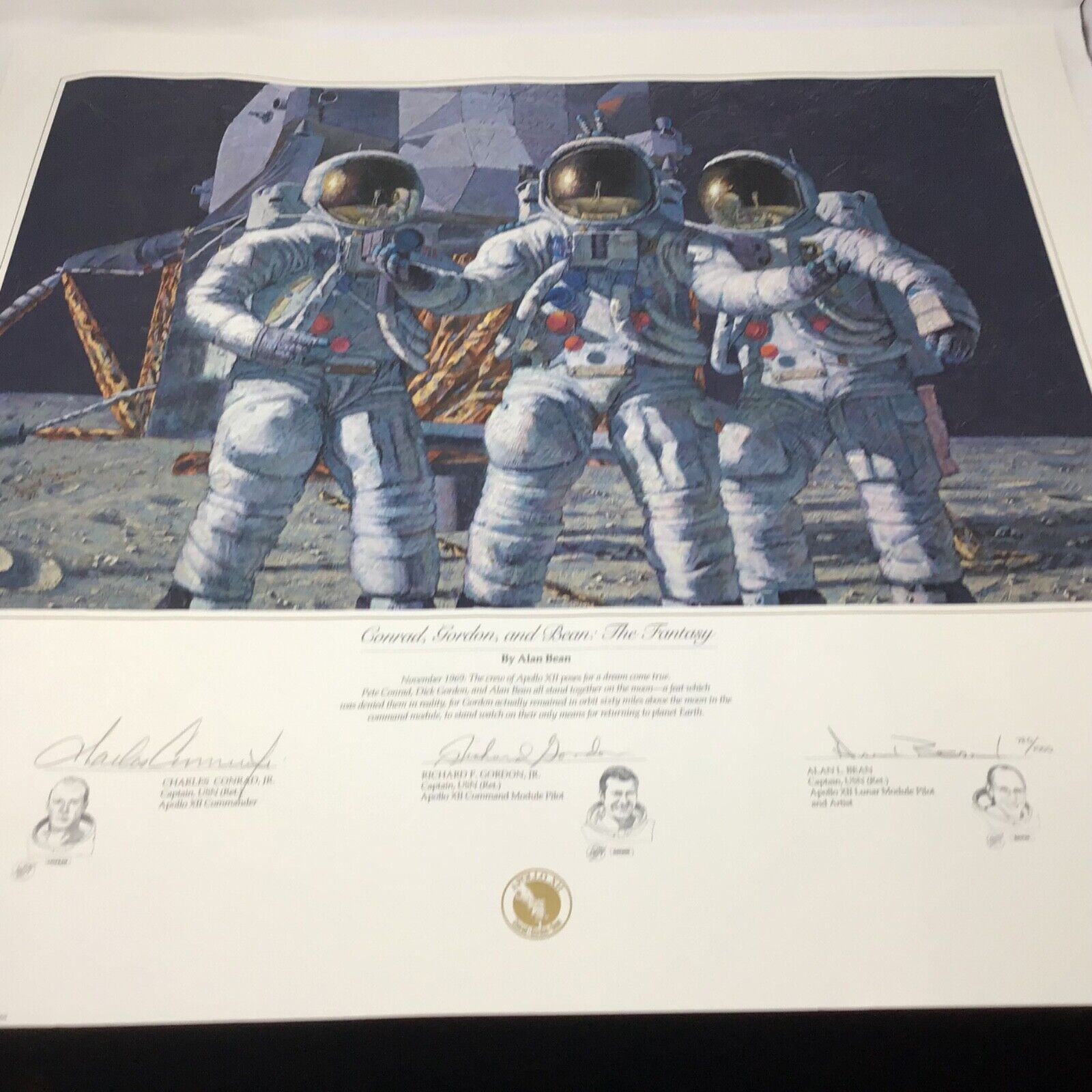 Vintage NASA Apollo XII Conrad, Gordon and Bean: The Fantasy Signed 1993