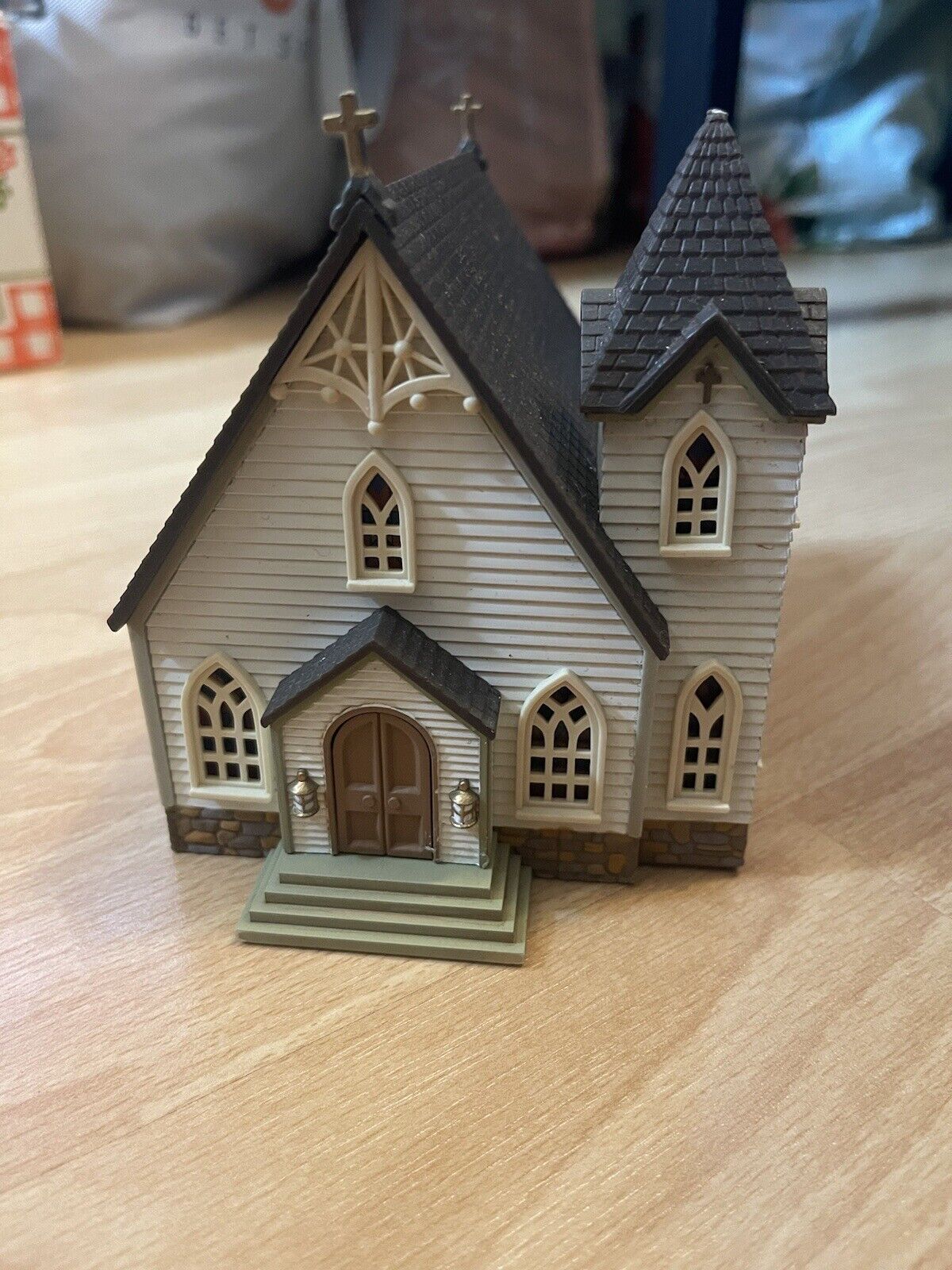 Vintage hard Plastic Christmas Village  House Cathedral Church