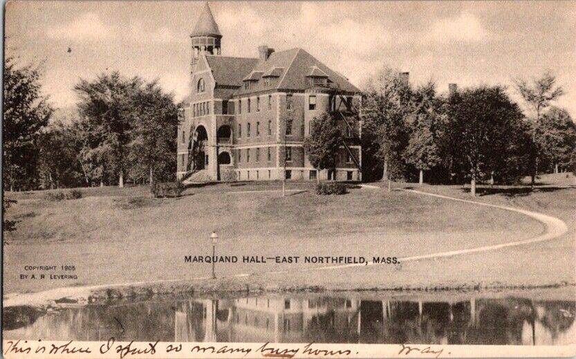 Postcard East Northfield Massachusetts MA Marquand Hall Mount Hermon School F160