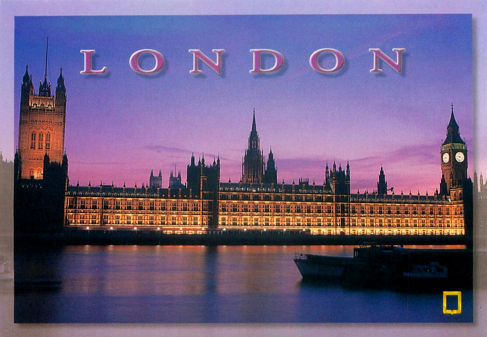 Parliament and Big Ben Night View London England Unposted Postcard