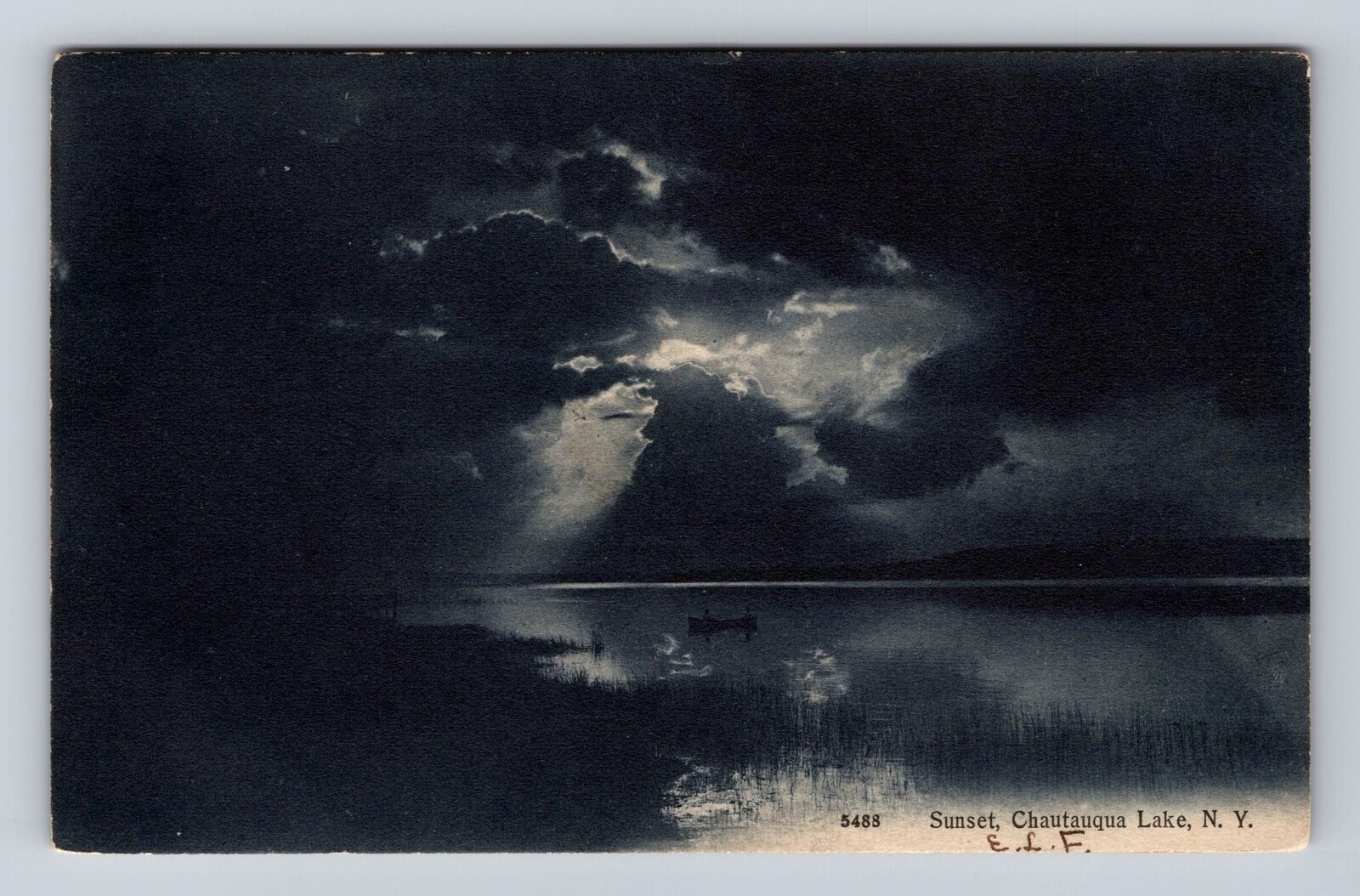 Chautauqua Lake NY-New York, Sunset on Lake Chautauqua, Vintage Postcard