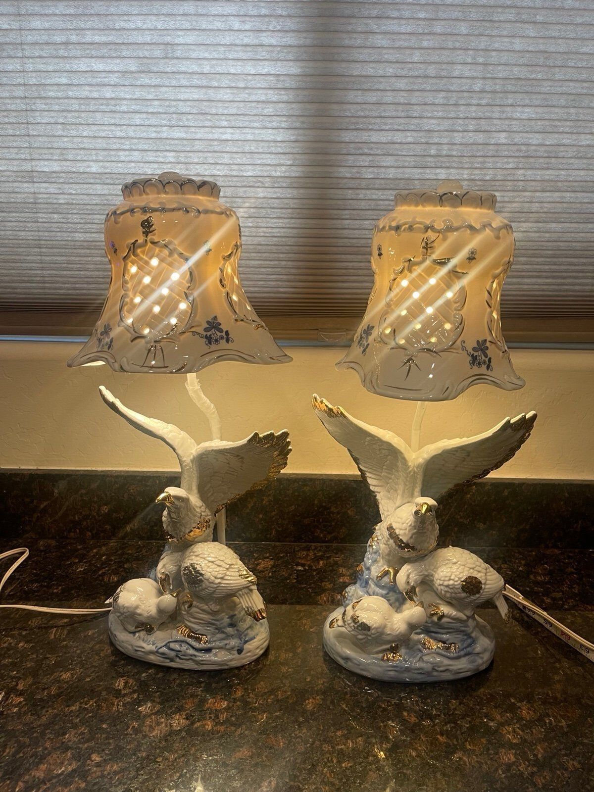 2 Vintage Victorian Porcelain Lamp