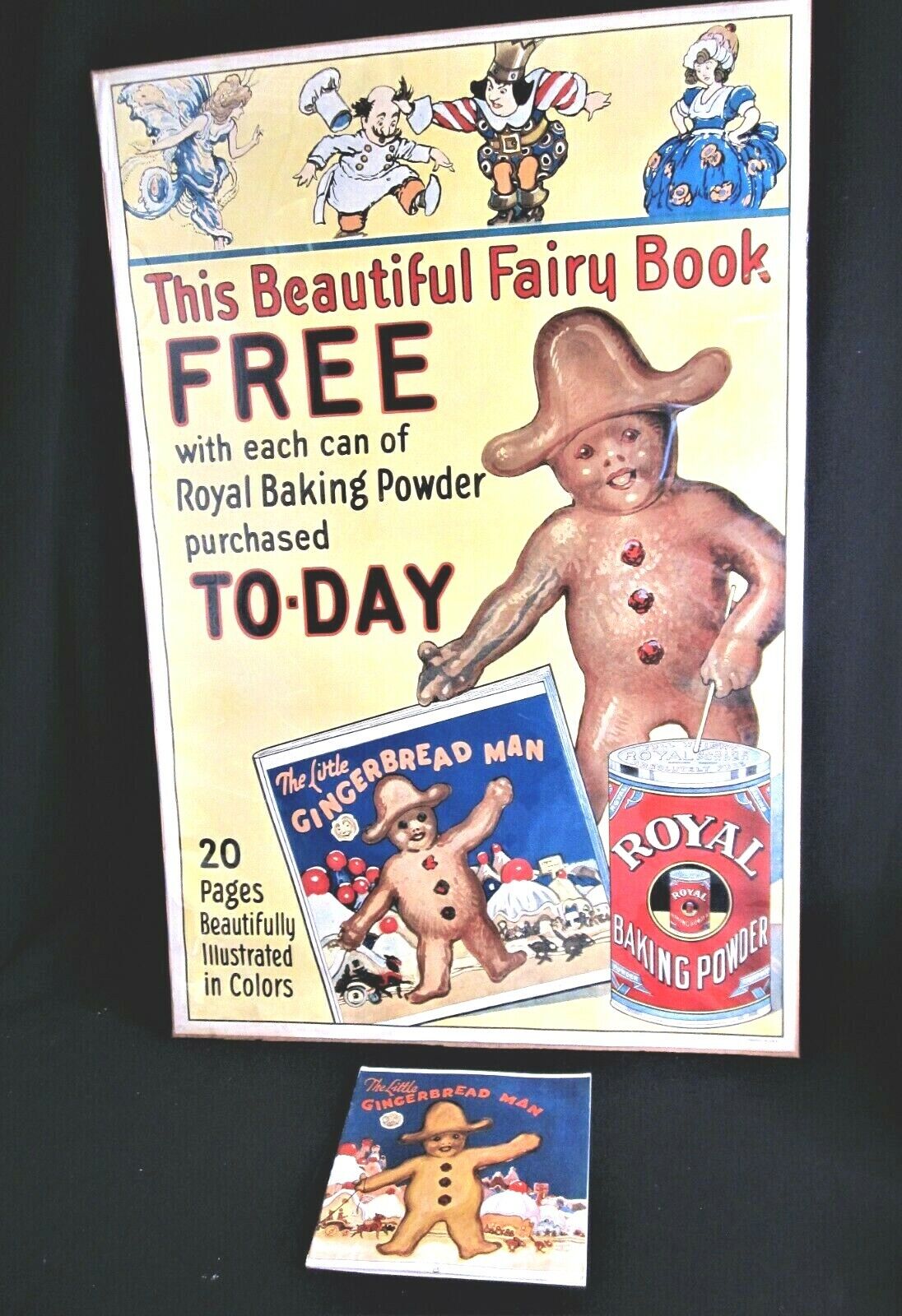 Antique Royal Baking Powder Poster & Little Gingerbread Man Cookbook -1923