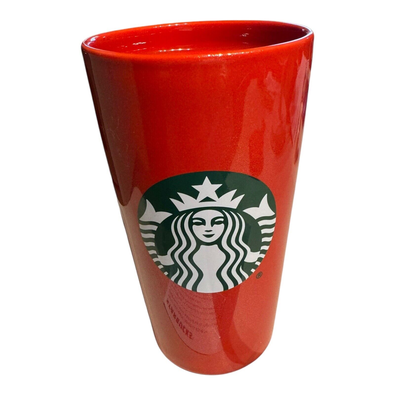 Starbucks  2020 Ceramic Tall Red Gold Sparkle Coffee Tea Mug Cup w Lid