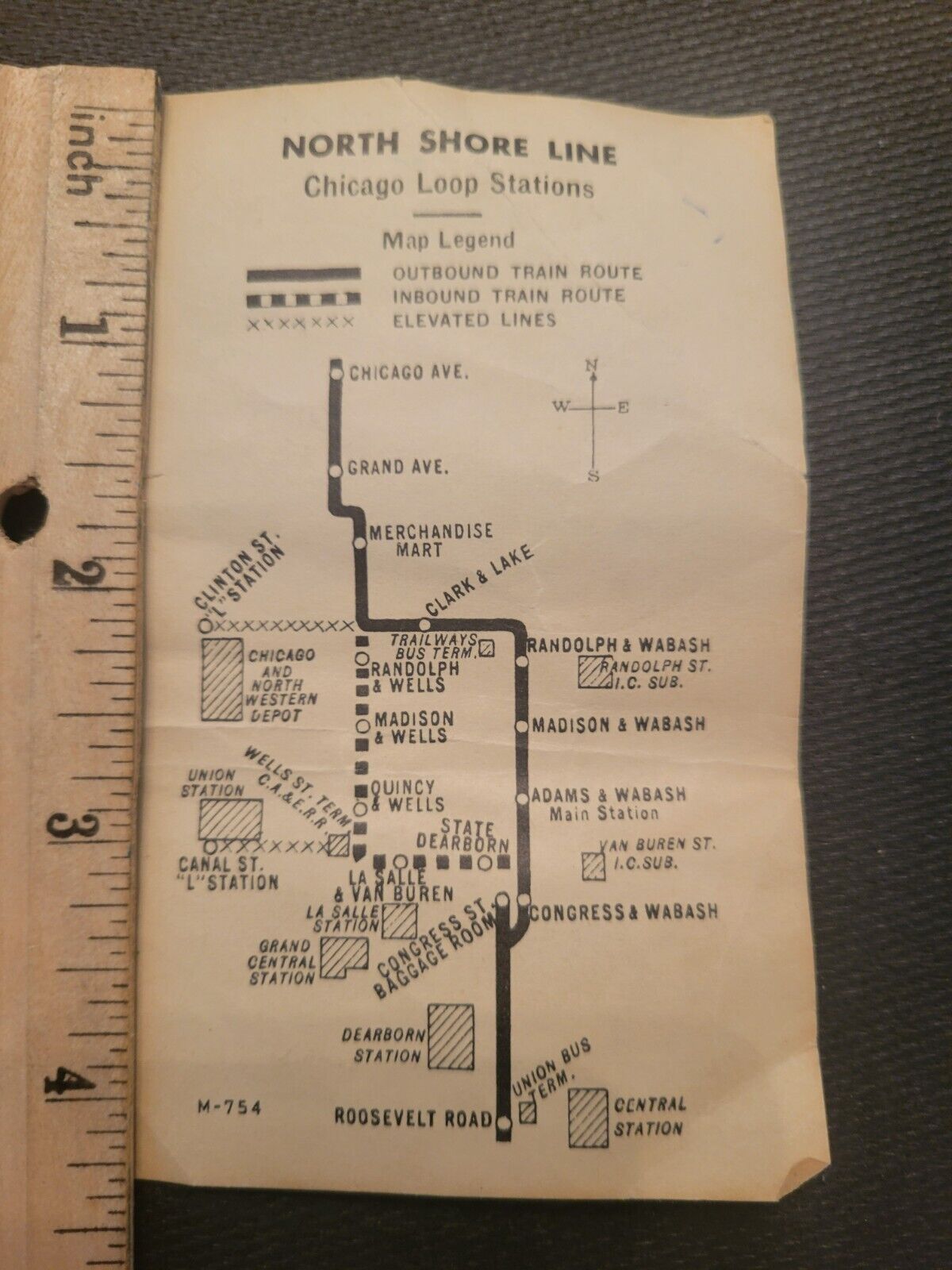 North Shore Line - Chicago Loop Stations Map (Pocket size)