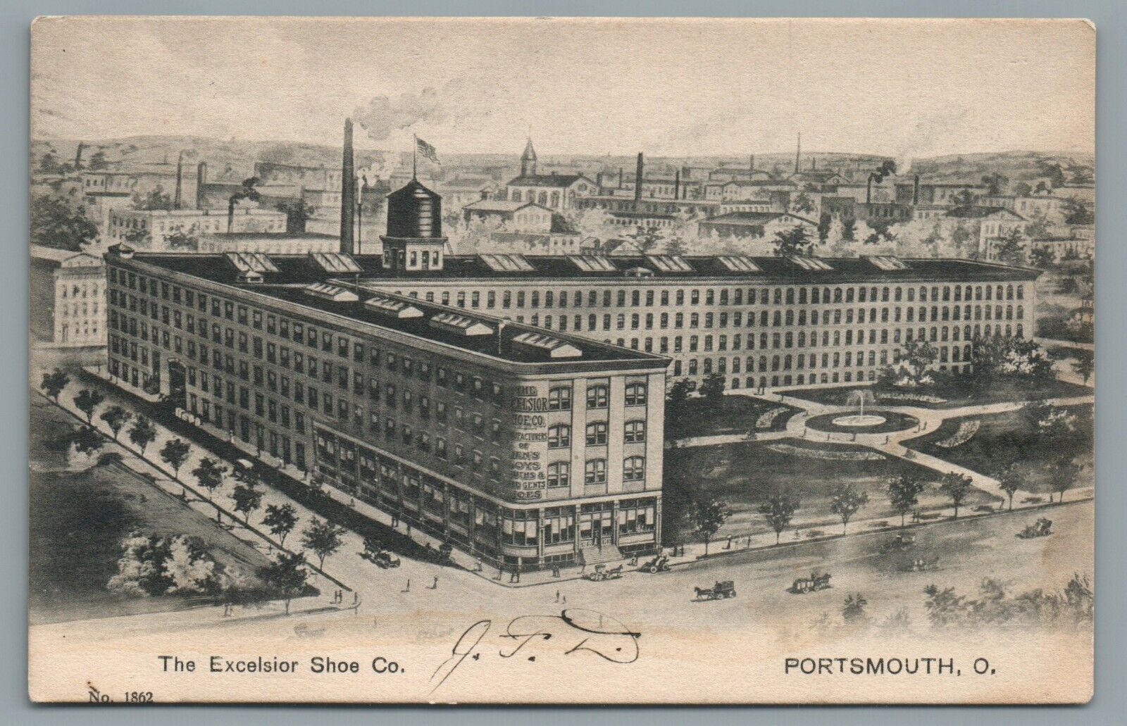 The Excelsior Shoe Co. Portsmouth, Ohio Postcard Undivided Postcard Posted 1906