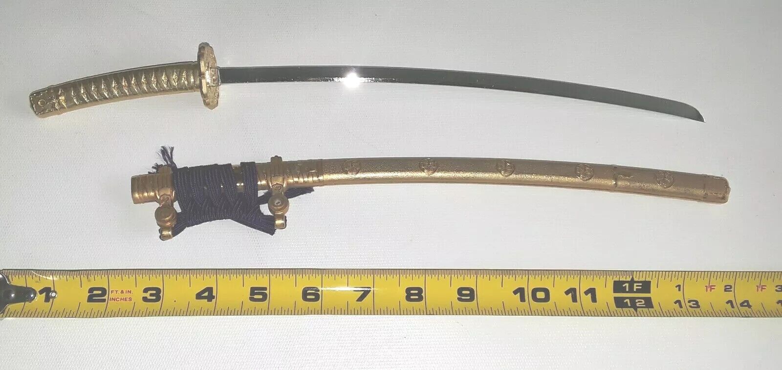 Sword Katana Japanese Antique Brass Handle Replica Scabbard Sheath
