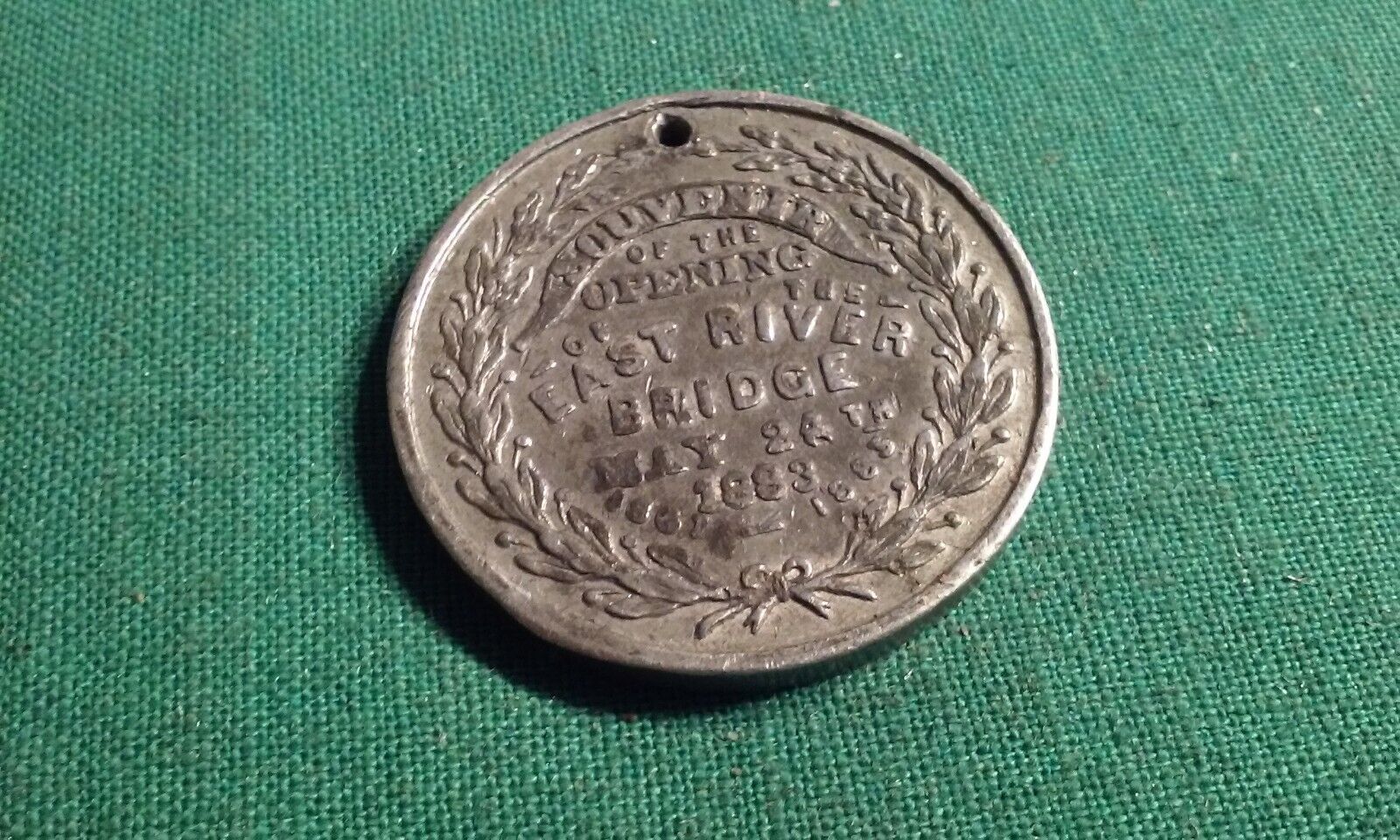 Original Antique 1883 Souvenir Coin Opening of the East River Bridge NYC Rare