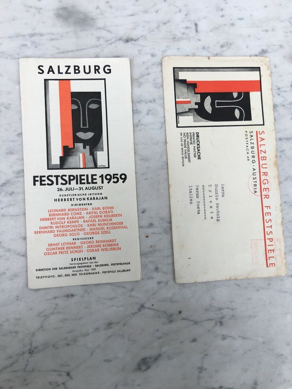 Guide Salzburg Festival Music 1959 Old Brochure