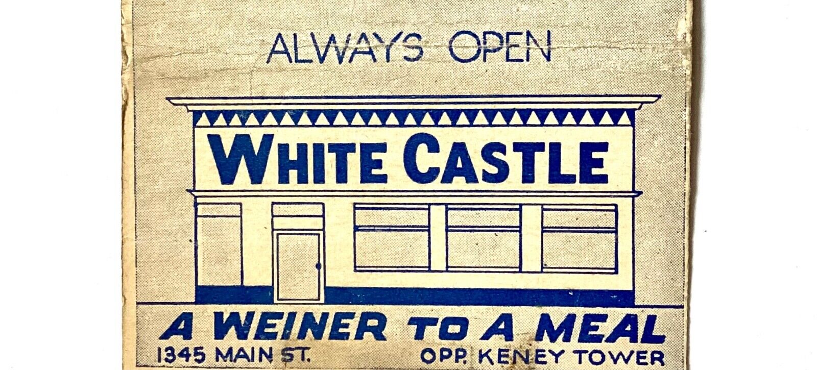 HARTFORD, CONN. 1940’S-WHITE CASTLE RESTAURANT, MAIN ST, “WEINER TO A MEAL”