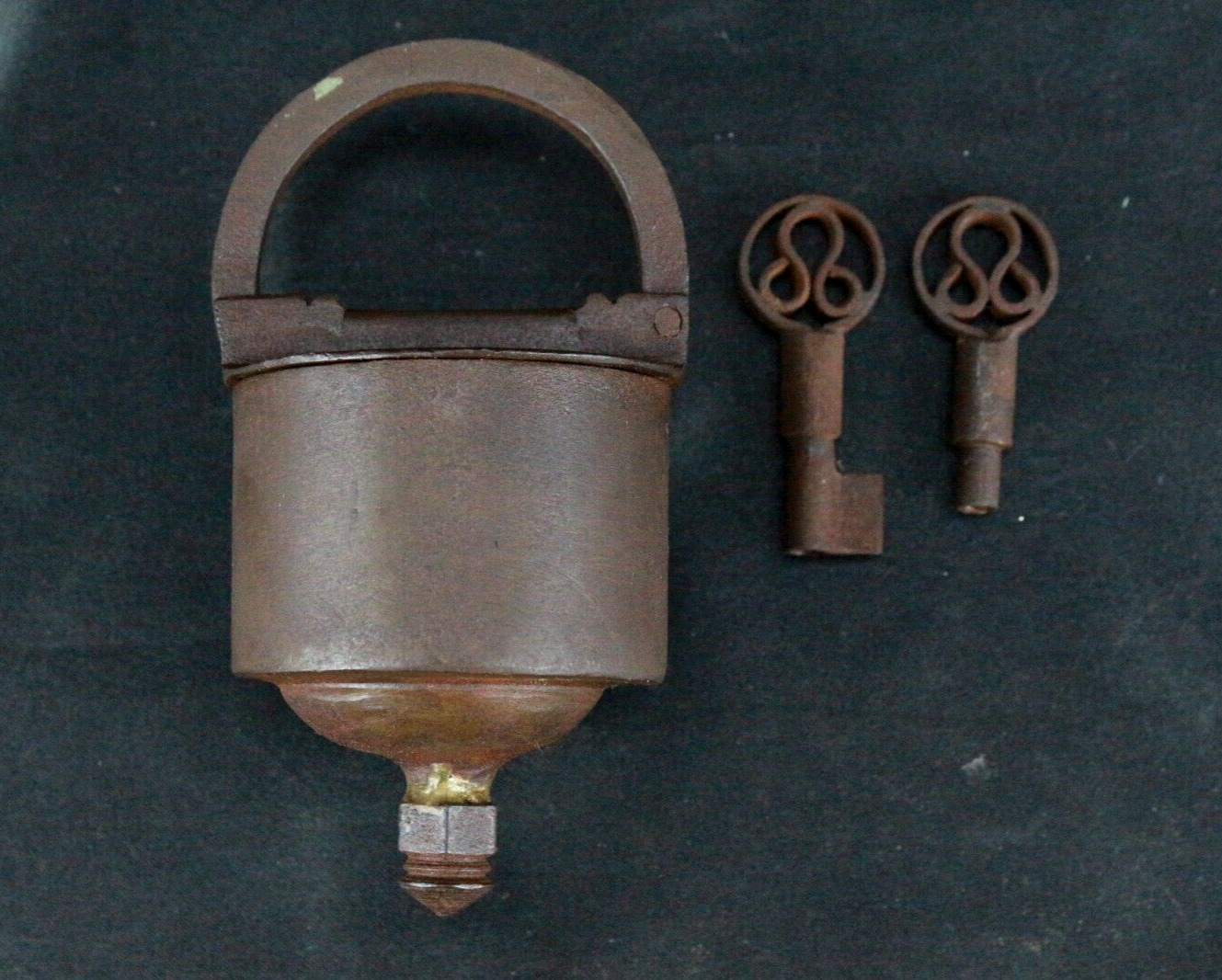 Vintage Rustic Tricky Lock: Handmade Indian Collectible with 2 Keys