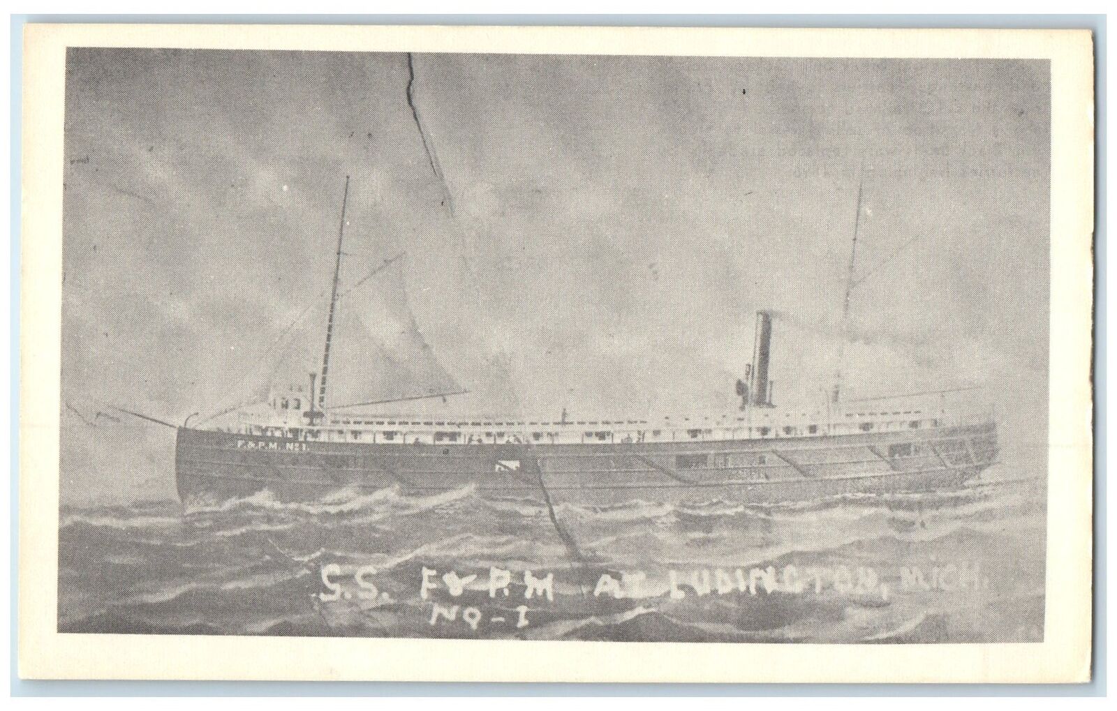 c1940\'s Steamer F. & P. M. No. 1 At Ludington Michigan MI Vintage Postcard