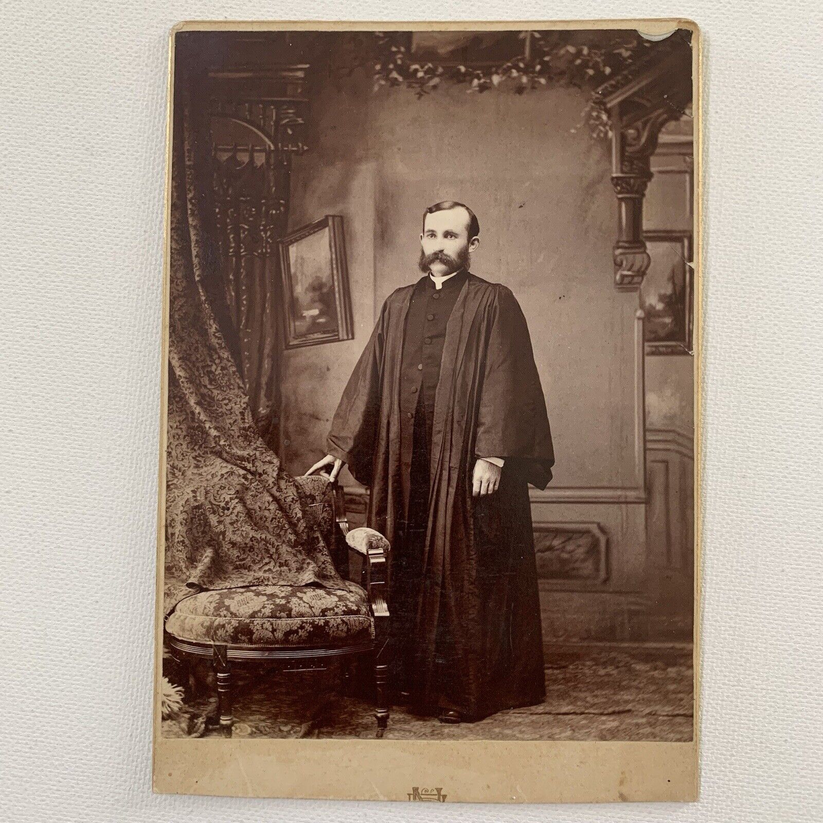 Antique Cabinet Card Photograph Handsome Man Judge Fabulous Mutton Mustache
