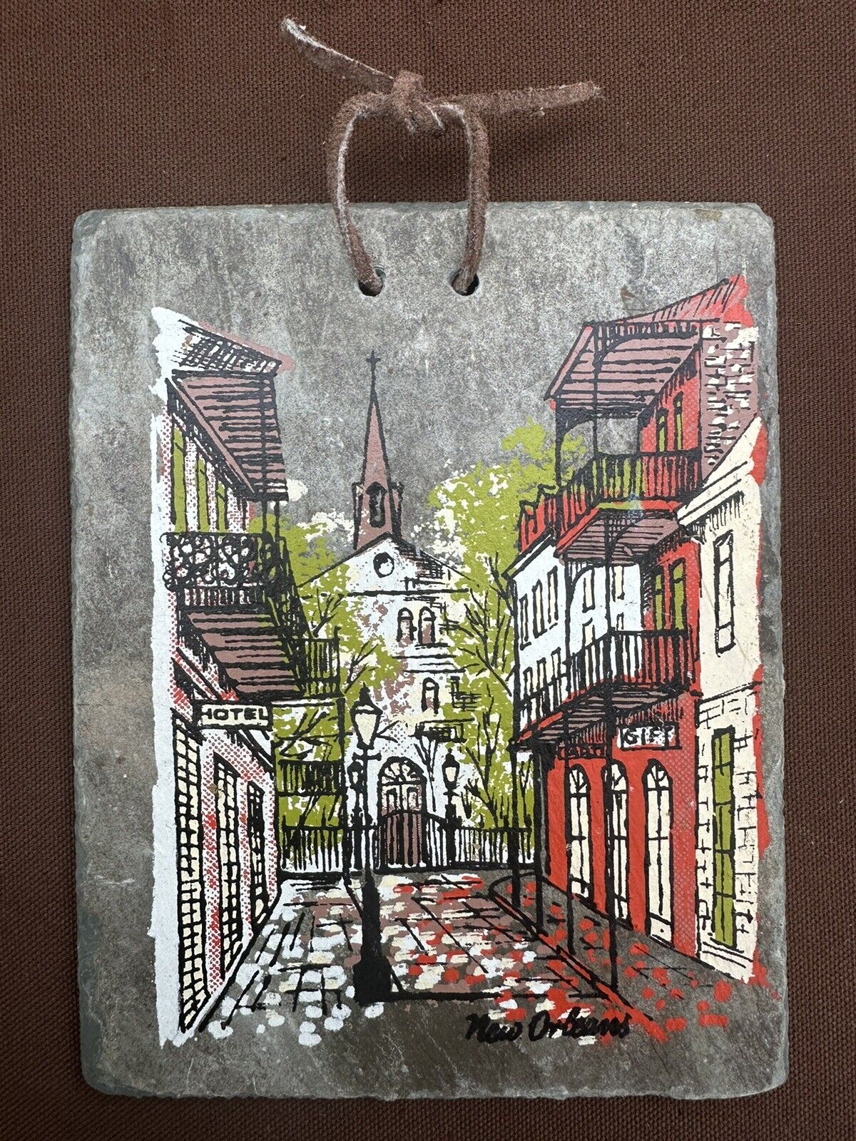 French Quarter New Orleans Ken Englehard painted roof slate Vieux Carré Antique