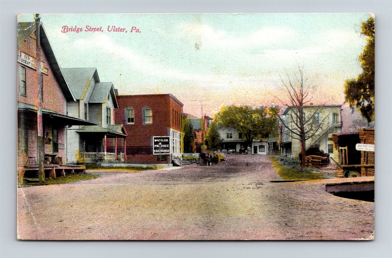 Postcard PA Ulster Bradford County Pennsylvania Bridge Street c1910 S28