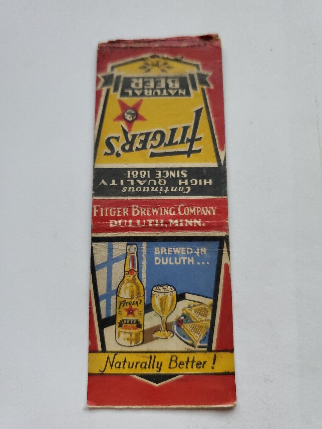 Fitger\'s Natural Beer Brewed In Duluth Minnesota Matchbook Cover
