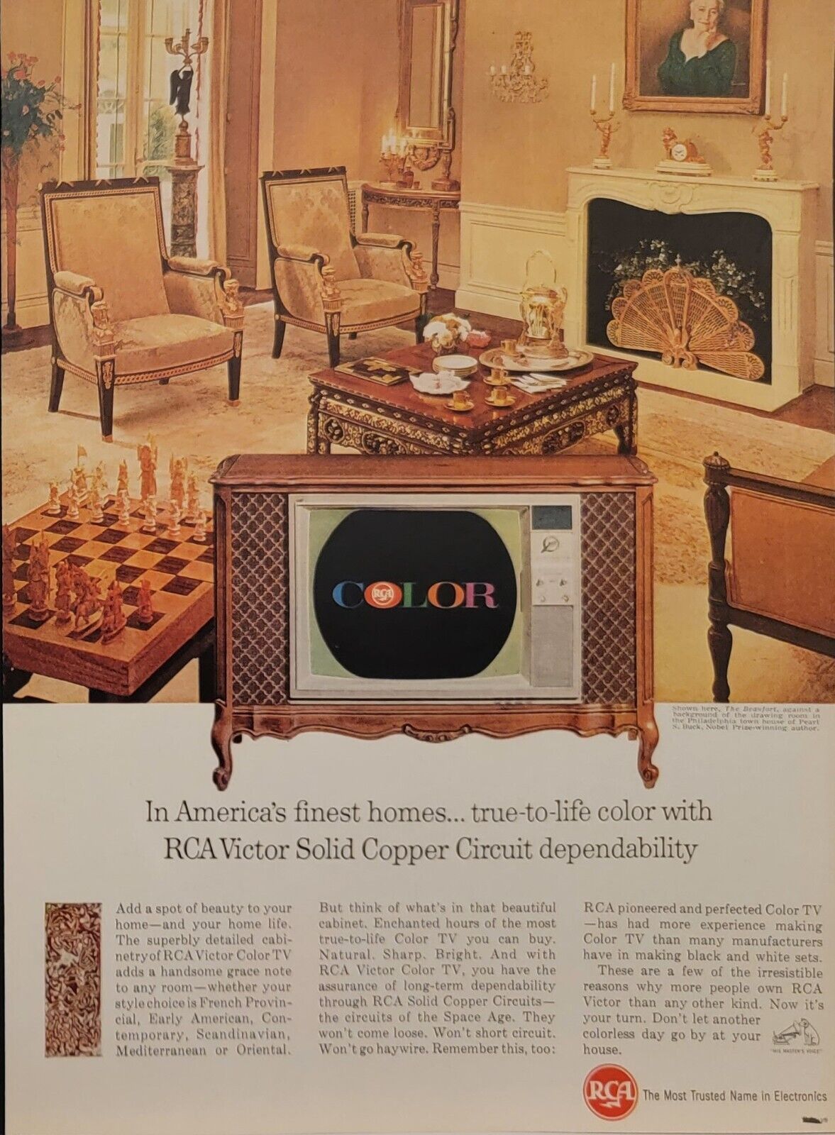 1974 RCA Victor Color TV Solid Copper Circuit Print Ad