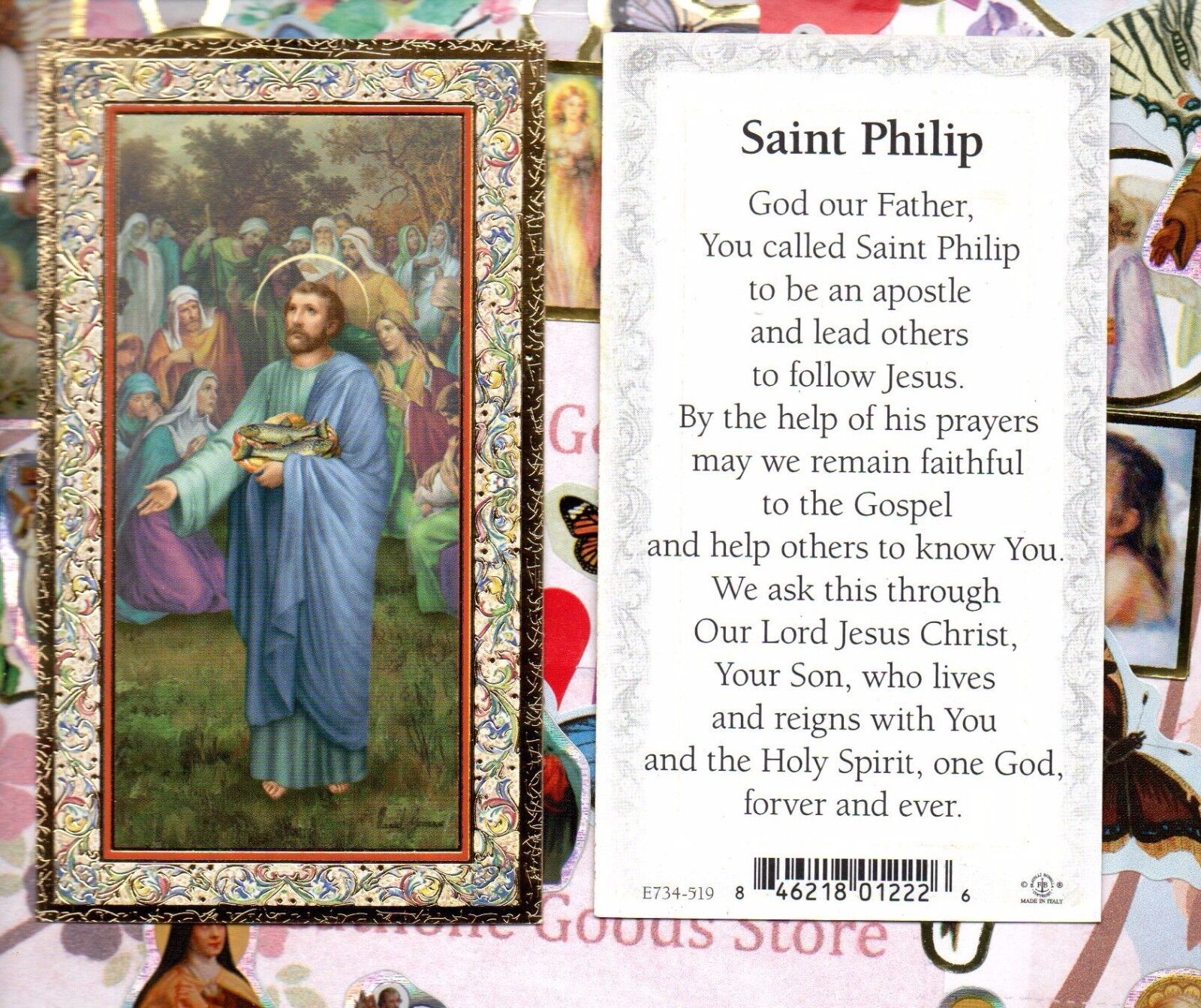 Prayer in honor of Saint St. Philip  - Gold Trim - Paperstock Holy Card