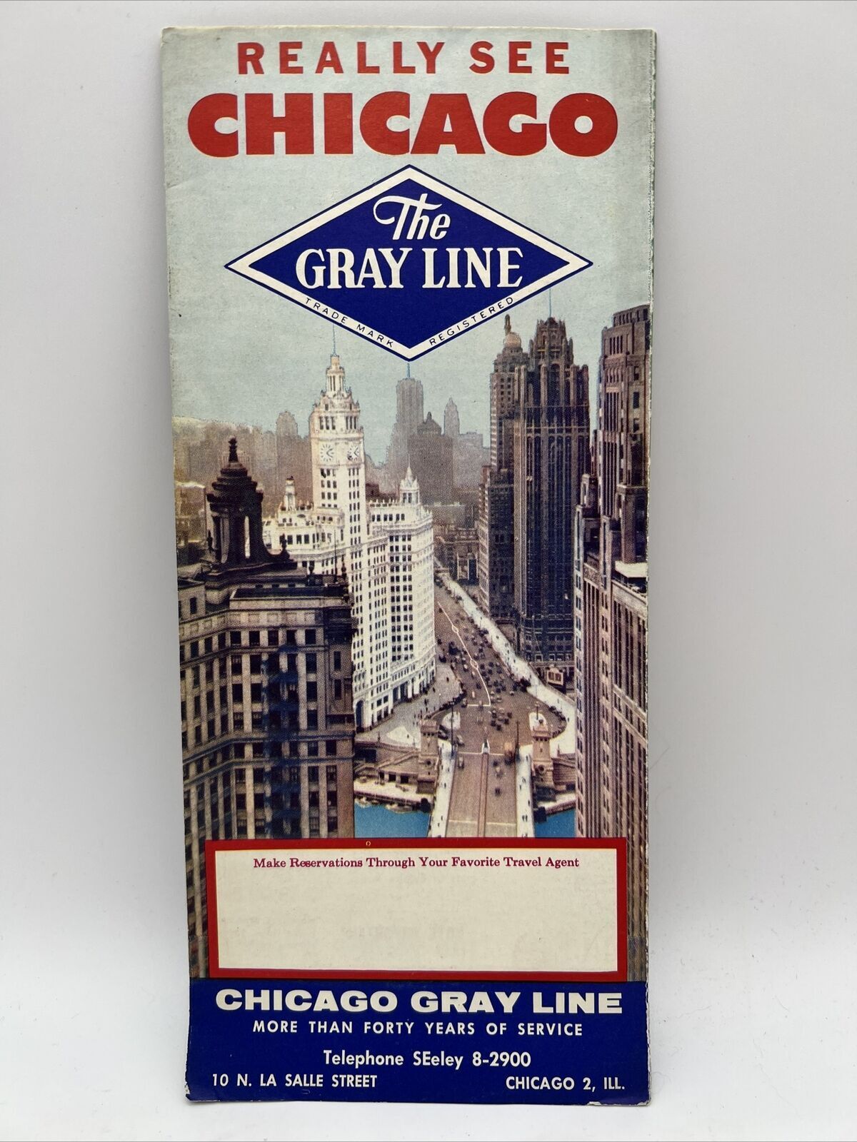 1957 THE GRAY LINE CHICAGO World\'s Most Beautiful Progressive City Brochure Map