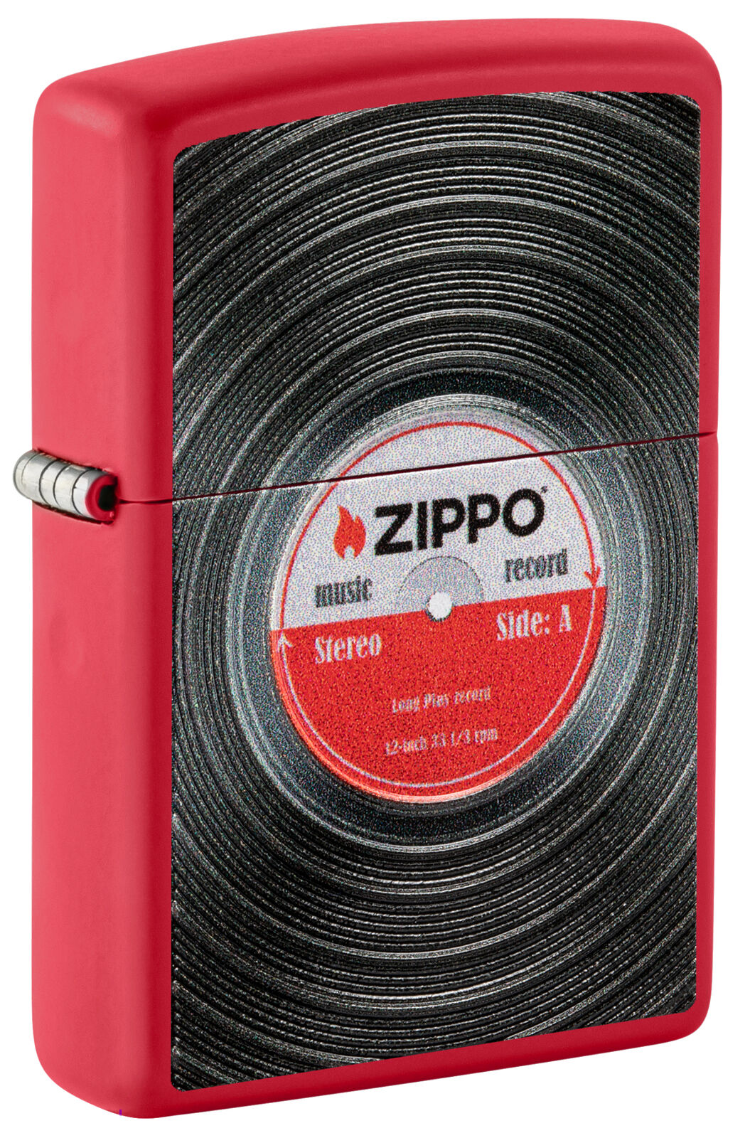Zippo Vinyl Record Design Texture Print Red Matte Windproof Lighter, 233-103047
