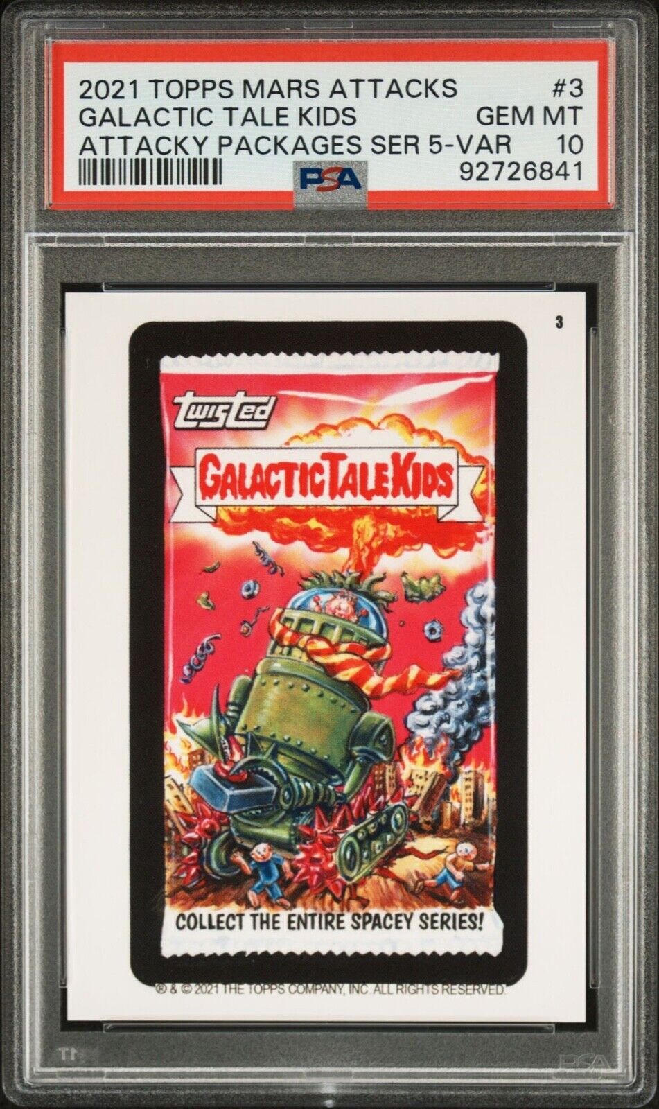 2021 Topps Mars Attacky WACKY PACKAGES Galactic Tale Kids Variant PSA 10 Gem #3