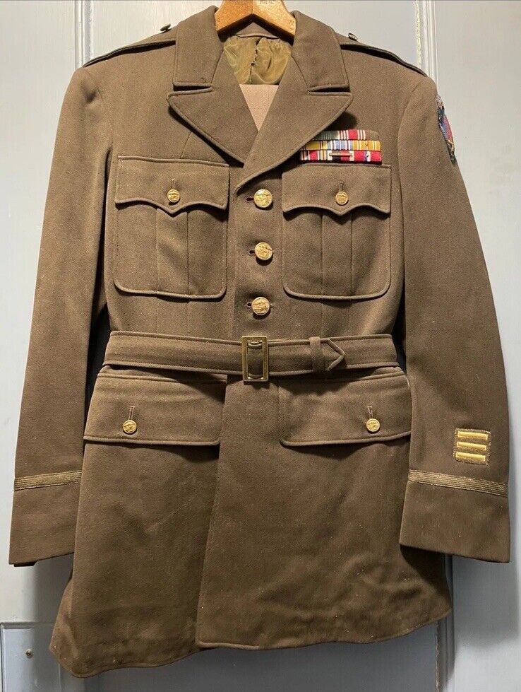 NAMED SET WWII US Army Officer Tunic Chocolate Gabardine Pinks and Greens WW2