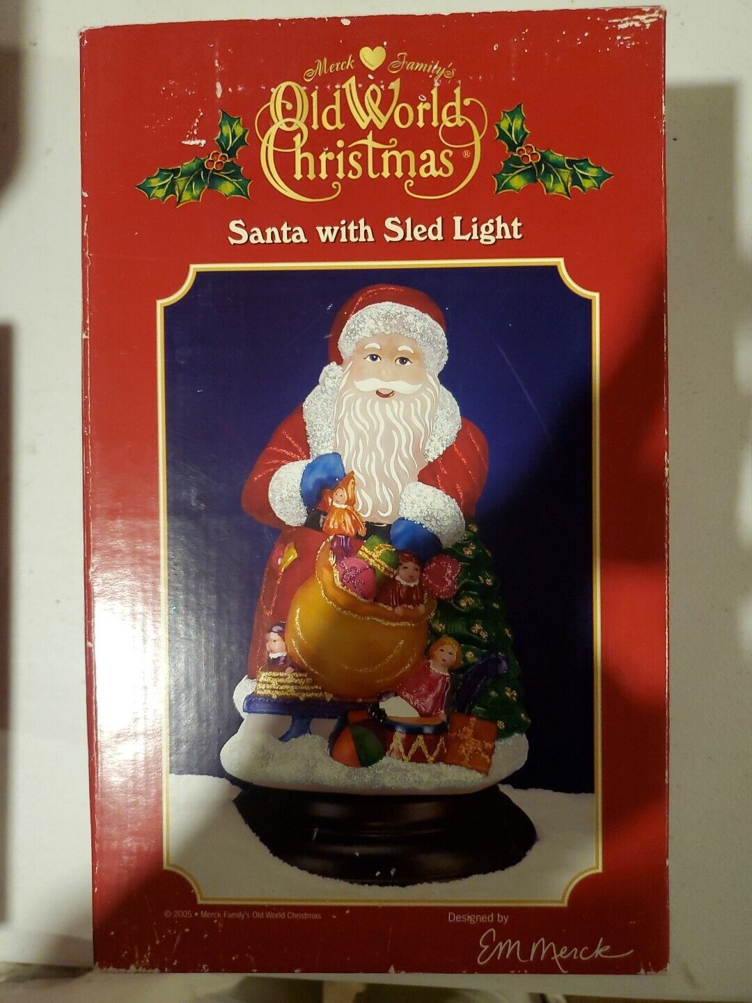 Old World Christmas Santa With Sled Glass Night Light 2006  #529753