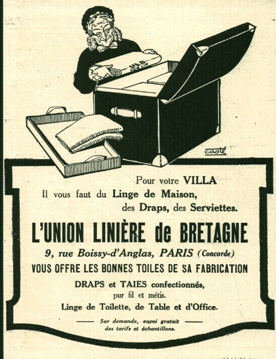 1925 L'union Linière de Brittany Antique Magazine Advertisement 