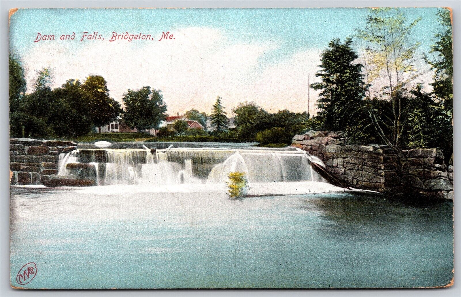 Postcard Dam and Falls, Bridgeton, Maine 1909 P157