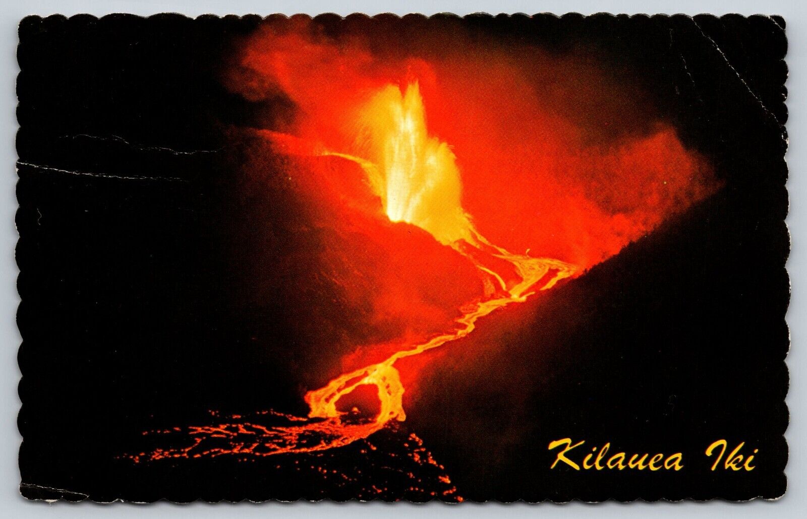 Postcard Hawaii Kilauea Iki Volcano volcanic eruption at night     169
