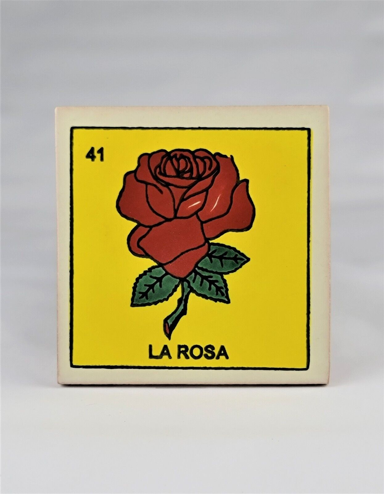 Mexican Loteria Tile Assorted Multi Purpose Drink Coasters #41 La Rosa 4x4