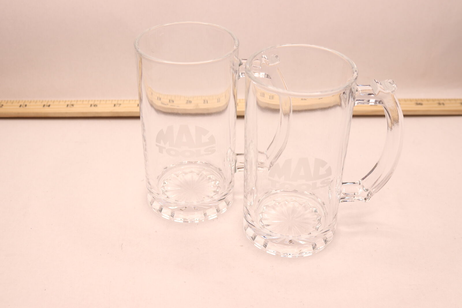 (2-Pk) Mac Tools Glass Mugs Collectible with Frosted Lettering 12 oz. 