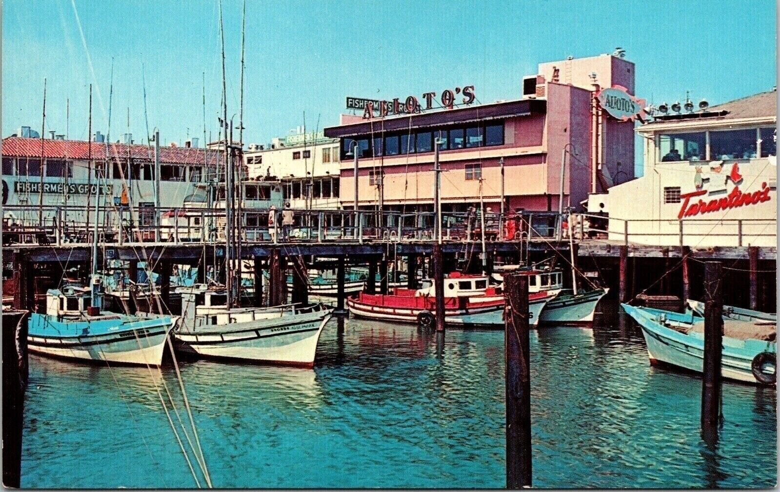 San Francisco California CA Fishermans Wharf Harbor Sailboats Postcard Unused