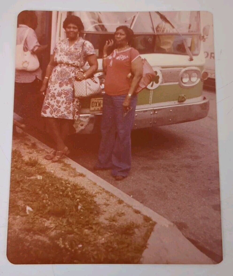 Vintage 1970s Found Photograph Original African American Women Bus