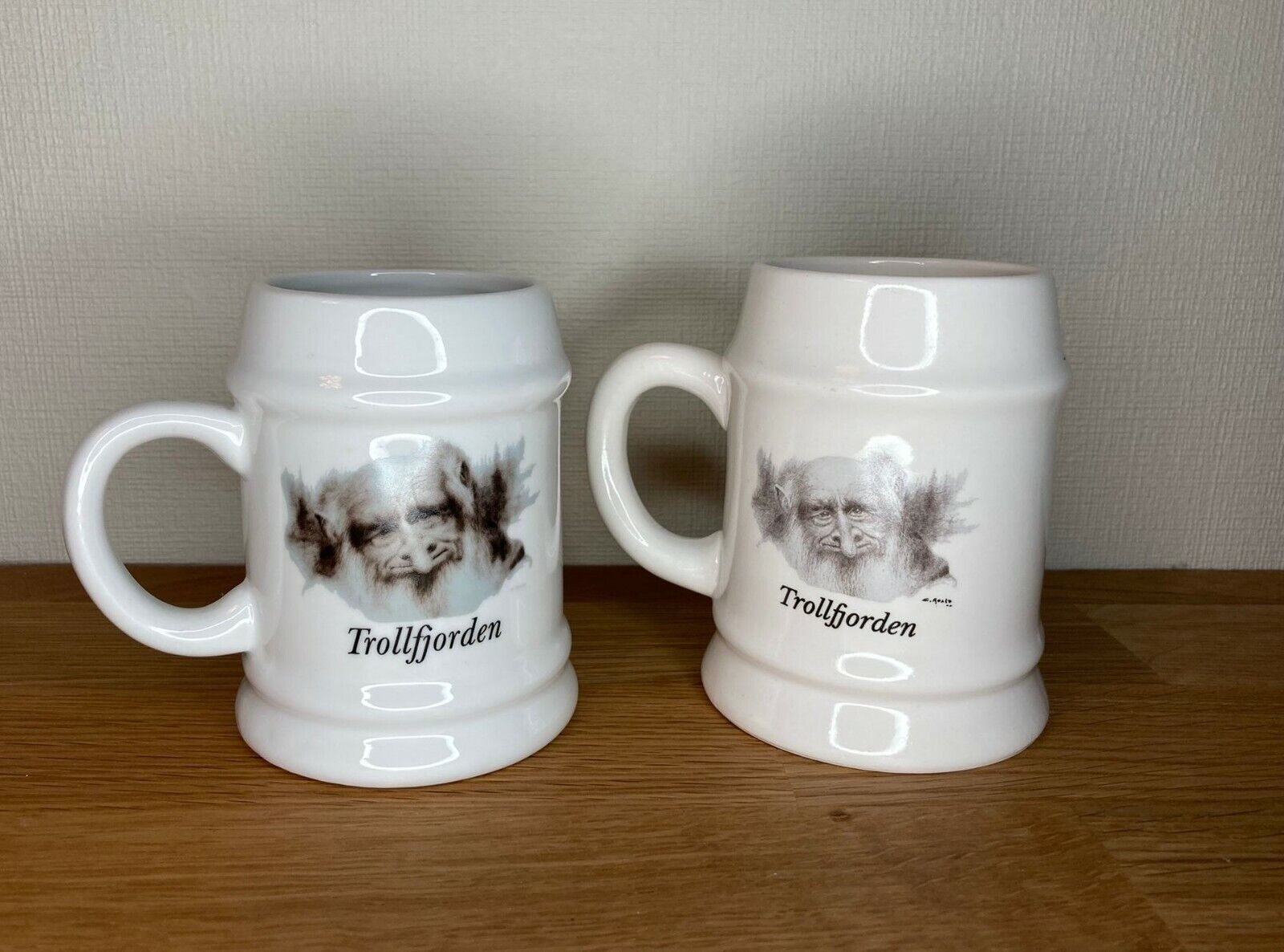 Set of 2 Troll Mugs Cups Hurtigruten Trollfjorden Souvenir Norwegian Coastline