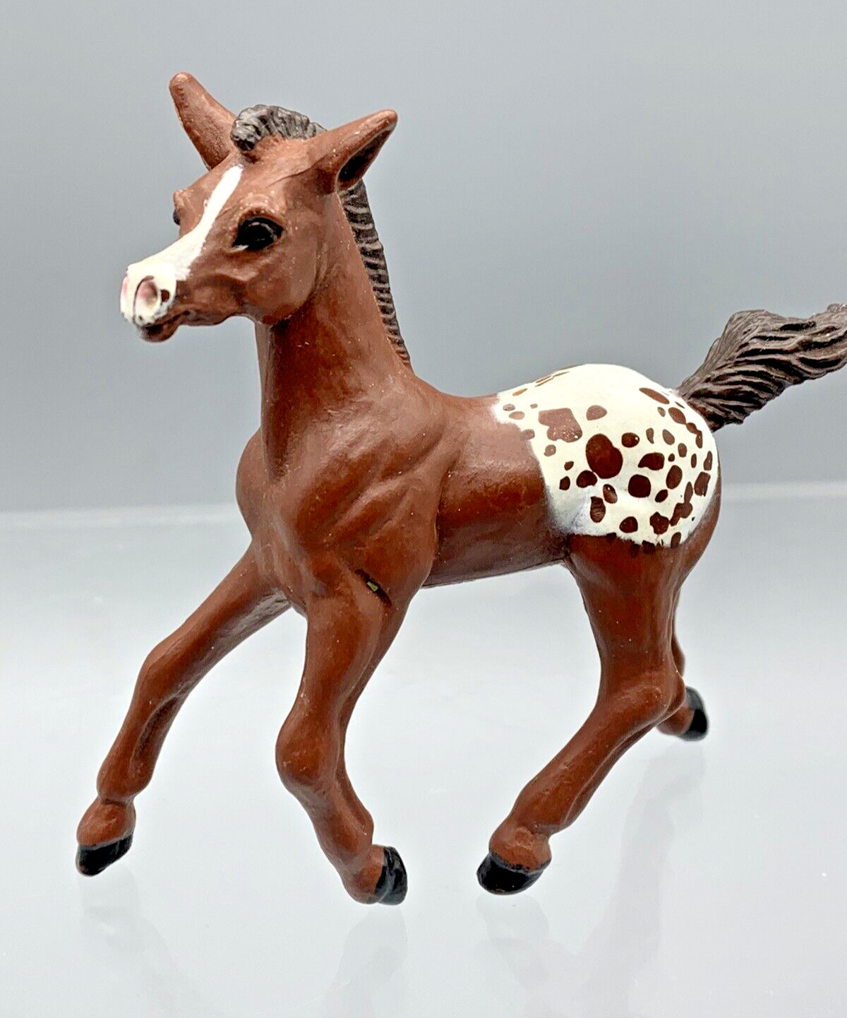 Safari Ltd Horse Figurine Brown White Spotted Appaloosa Baby Foal Trotting