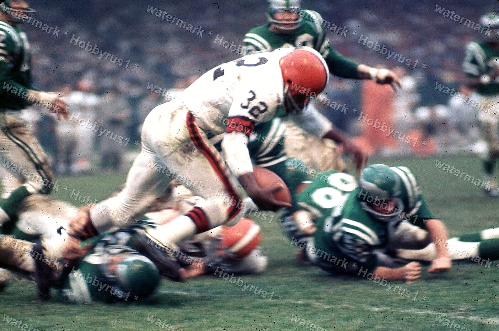 JIM BROWN Cleveland vs Philadelphia Eagles NFL FB 1965 Original 35mm Photo Slide