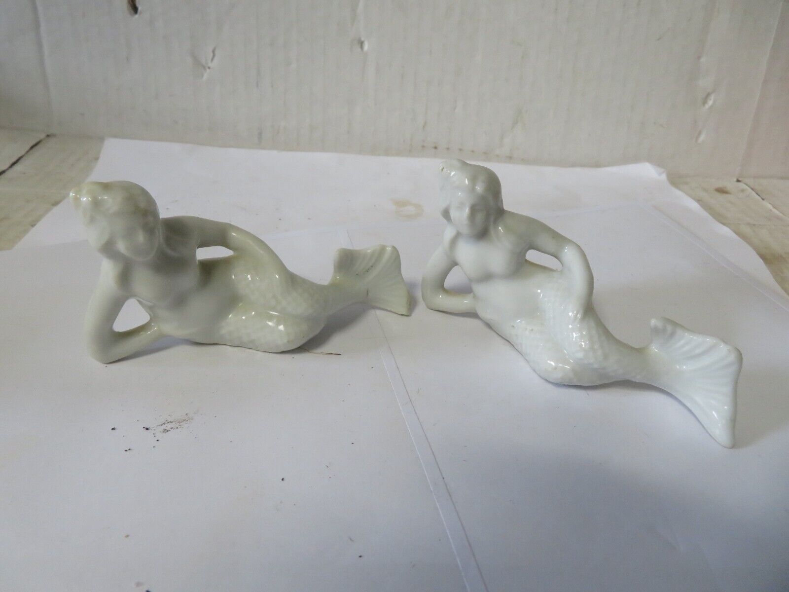2 Vintage Nude Bathing Beauty Mermaid Woman Figurine Porcelain Ceramic 3.5\