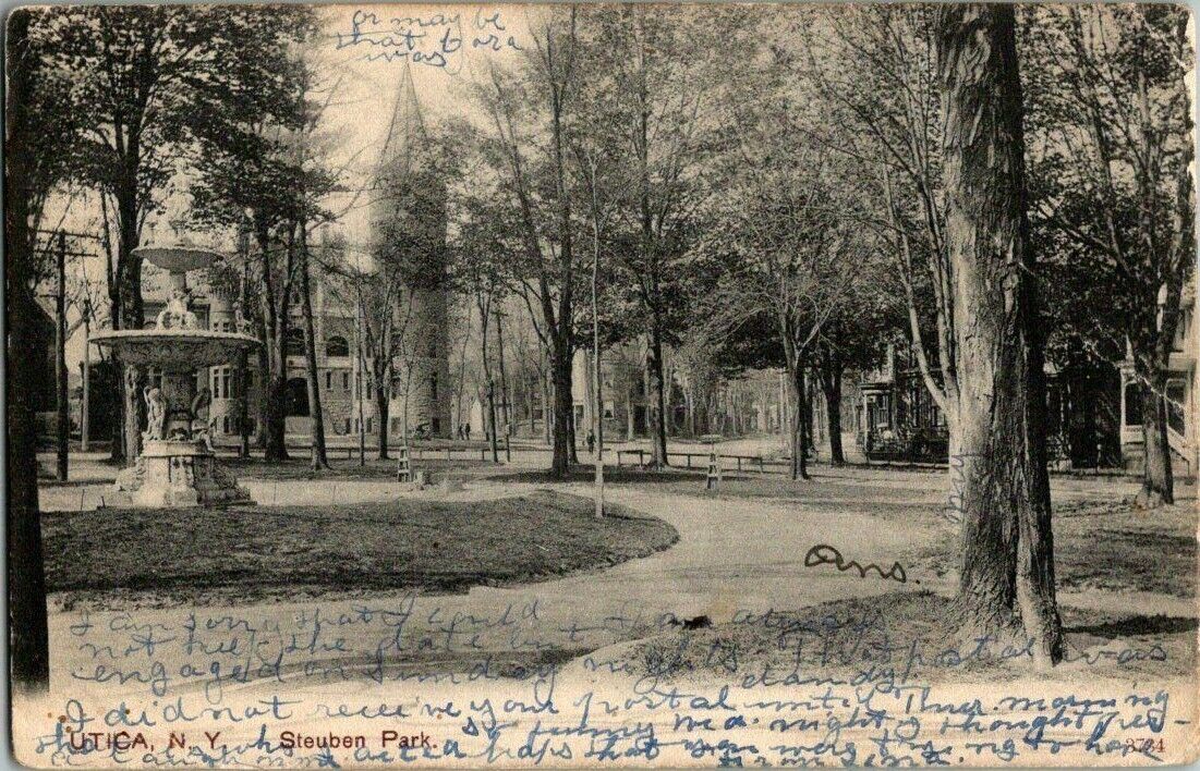 1907. STEUBEN PARK. UTICA, NY. POSTCARD.