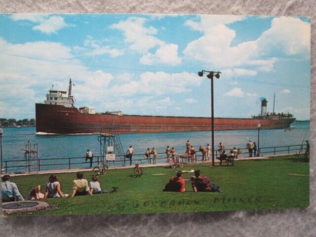 Great Lakes Freighter S.S. Governor Miller, Marine City, Michigan Postcard