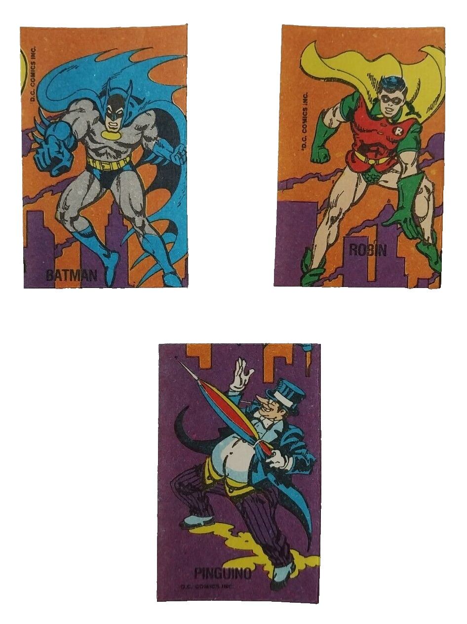 1985 DC Comics Super Heroes Batman Argentina Chocolate Sticker Cards Rare Set