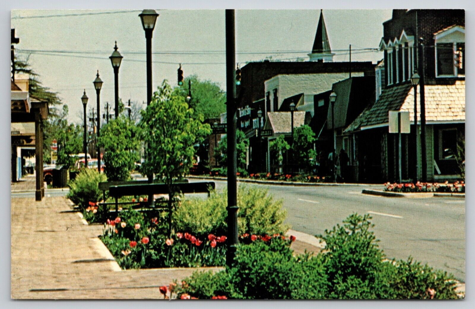 Postcard GA Perry Downtown Carroll Street UNP B9