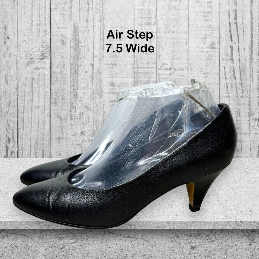 Air Step Vintage “UNION MADE AFL-CIO CLC” seal Black Heel Womens Size 7.5 Wide