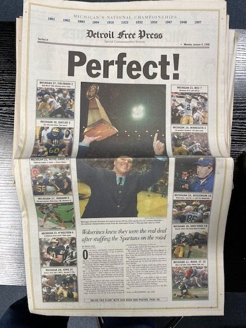 Michigan Wolverines National Championship Detroit Free Press January 5, 1998