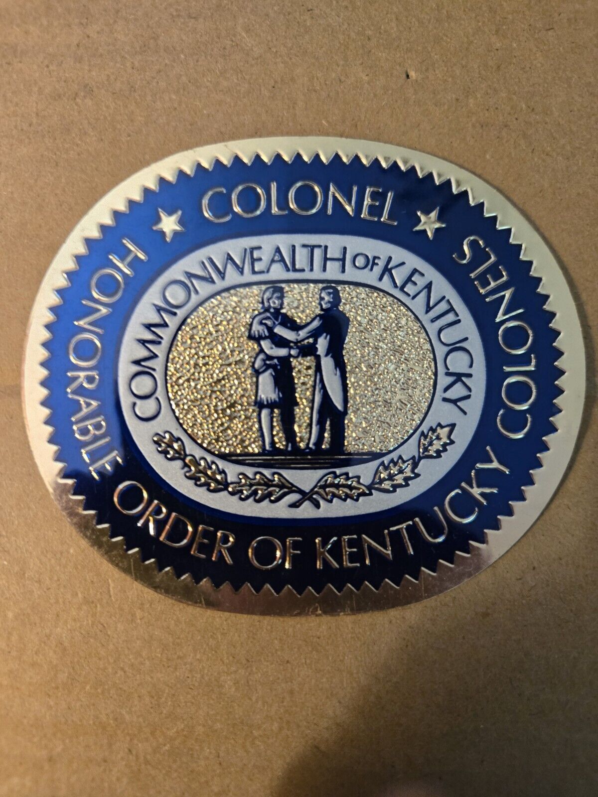 Vintage Honorable Kentucky Colonel Gold Window Decal Sticker