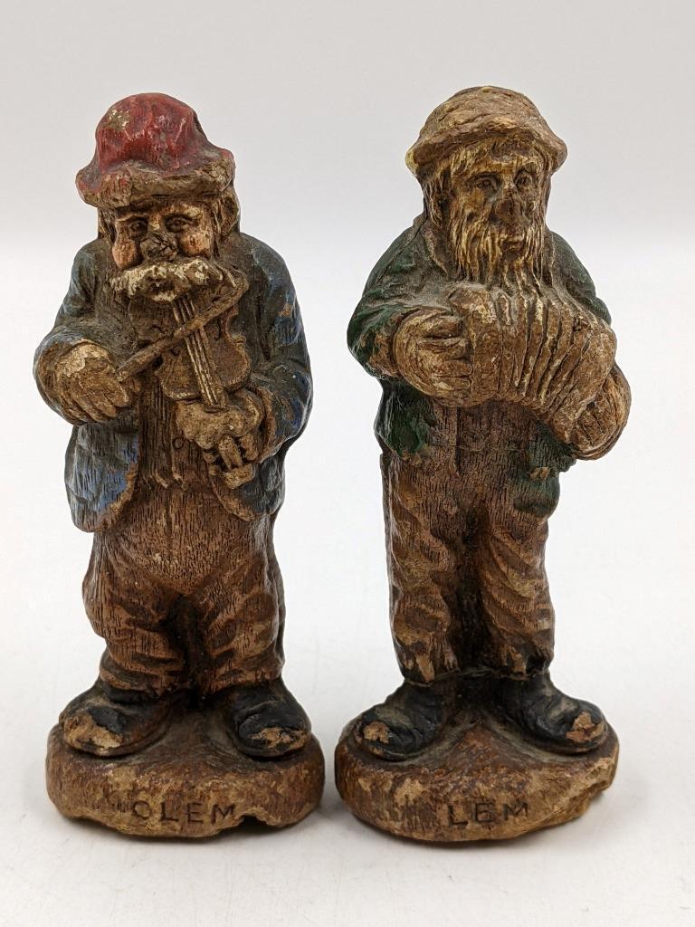 Vintage 1940’s Syroco Hilly Billy Band Figurines Clem & Lem - Pressed Wood