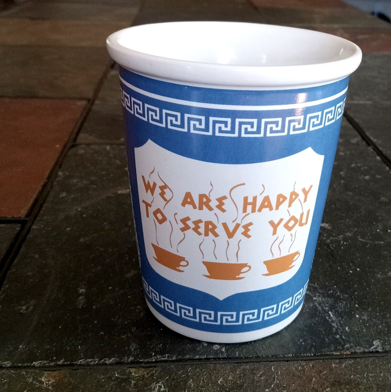 Iconic We Are Happy To Serve You Ceramic Take Out NYC Diner Cup EUC