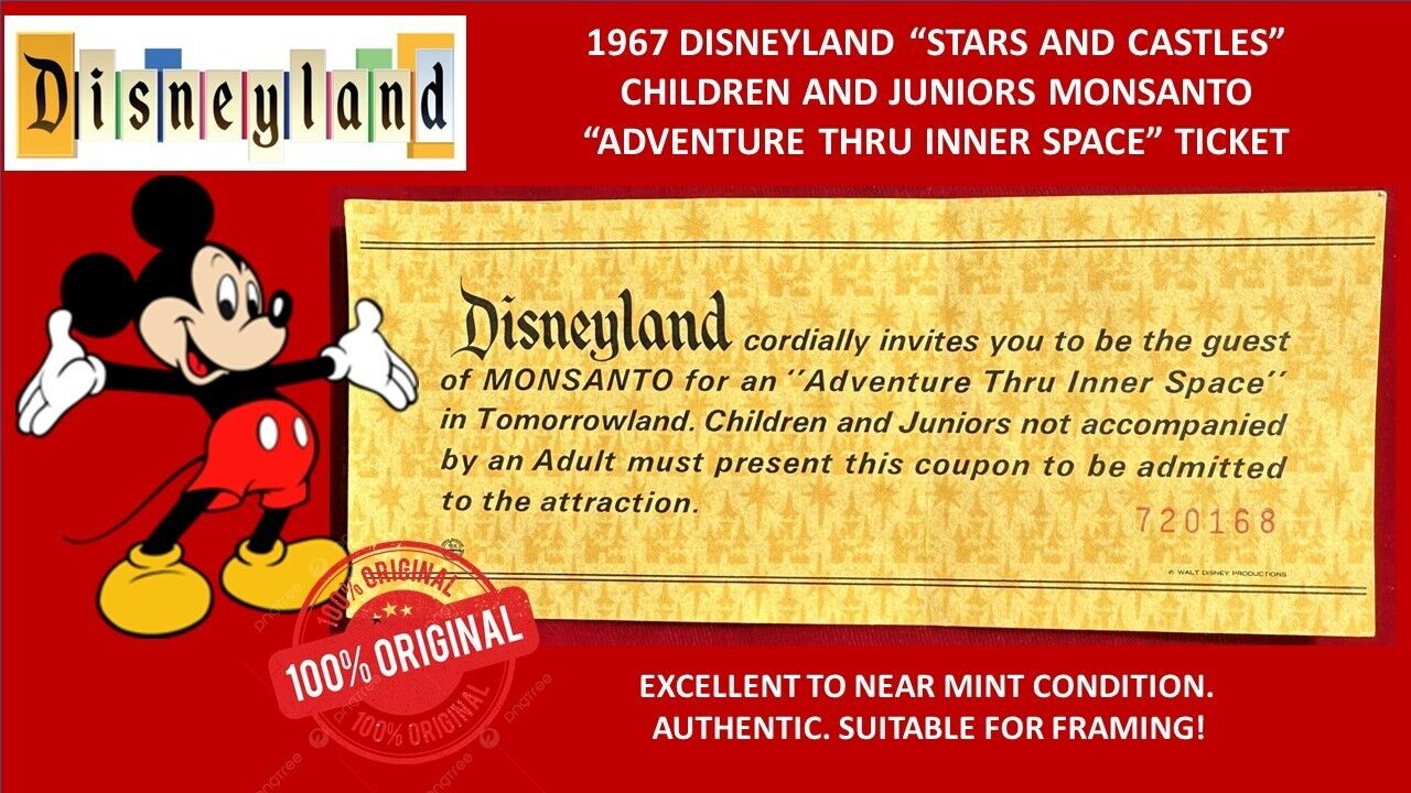 1967 Disneyland Monsanto Adventure Thru Inner Space STARS & CASTLES Ticket    L1